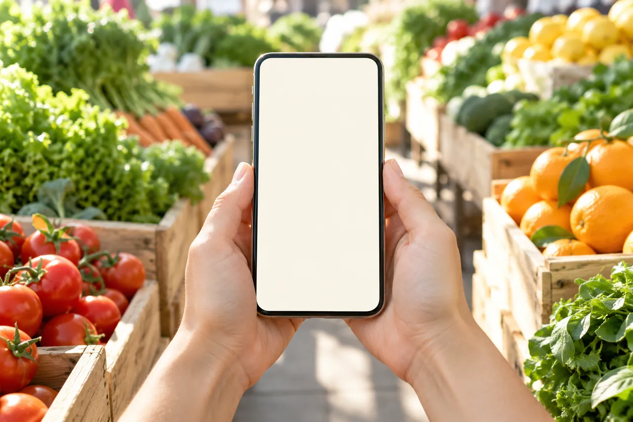 Consultando los precios en Rutize Lonja desde el movil en pleno mercado